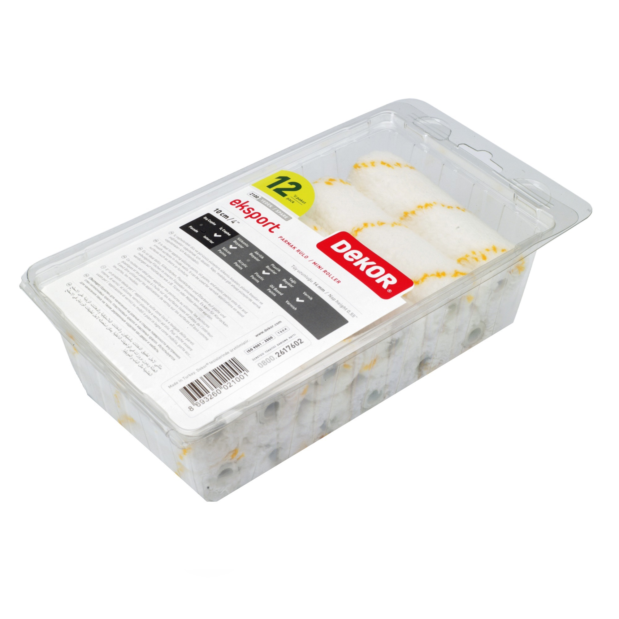 Dekor Eksport Saten Parmak Rulo Yedeği 10 Cm 2100  - 12'li Paket