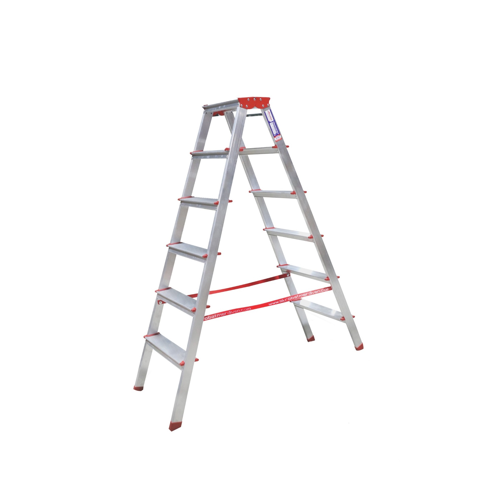 Akrobat Alüminyum Çift Çıkışlı Merdiven 6 Lı