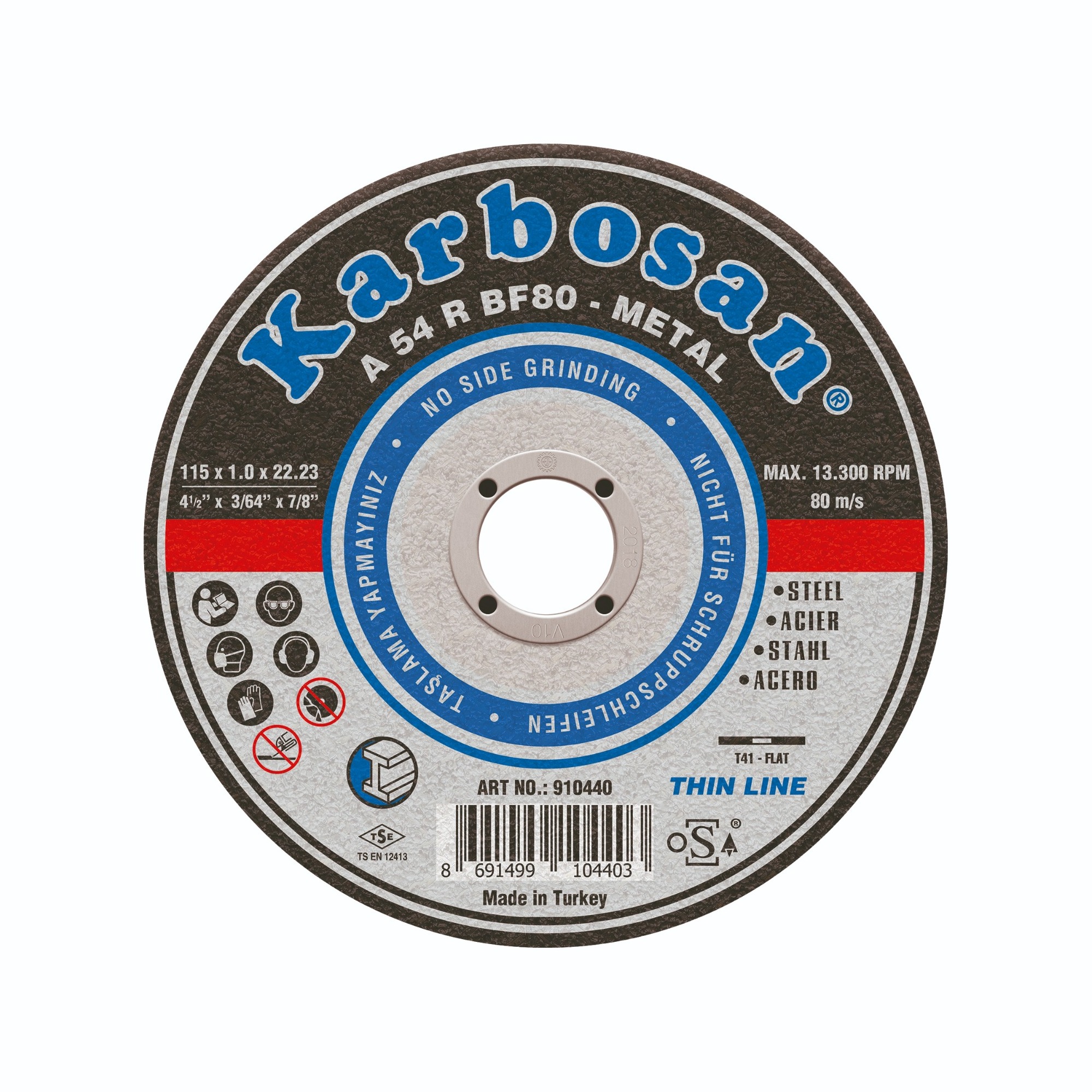 Karbosan Metal İnce Kesme 115x1.0x22 (910440)  - 25'li Paket