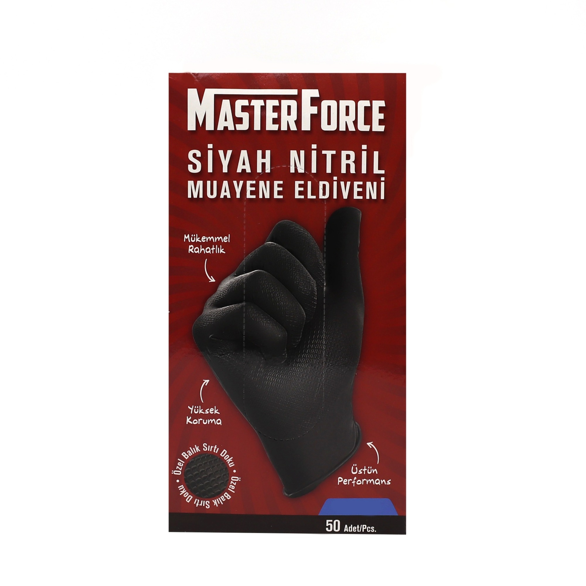 Master Force Siyah Nitril Muayene Eldiven Extra L