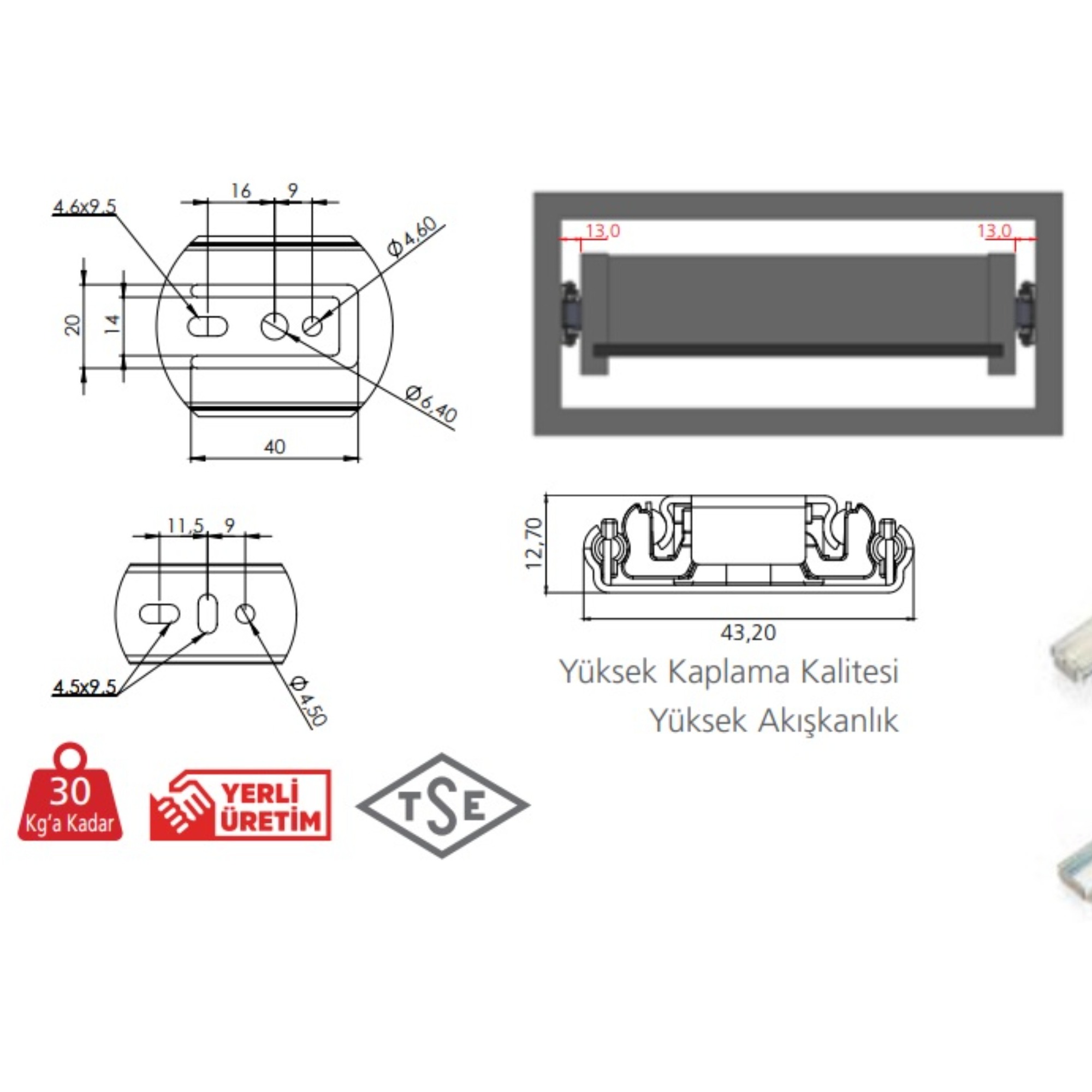 Canex Teleskopik Bilyalı Ray 43x40 Cm - 12'li Paket