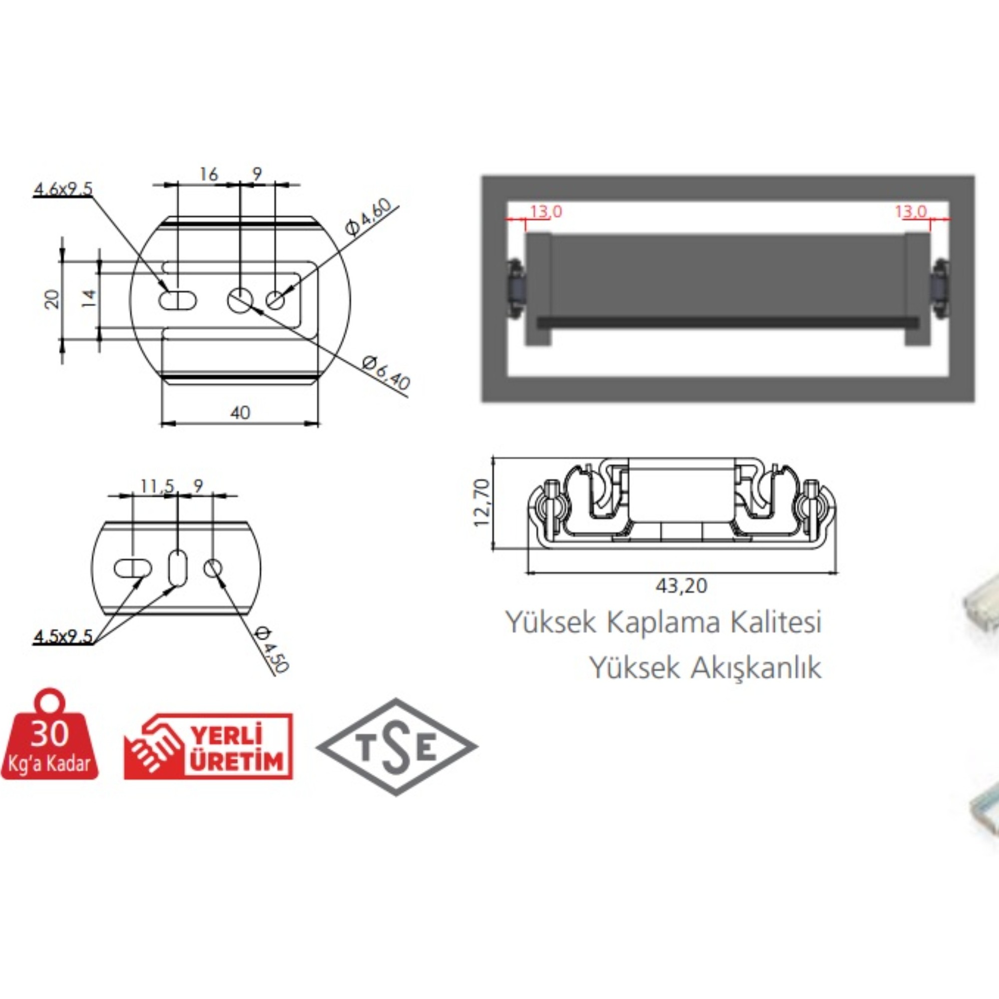 Canex Teleskopik Bilyalı Ray 43x30 Cm - 12'li Paket