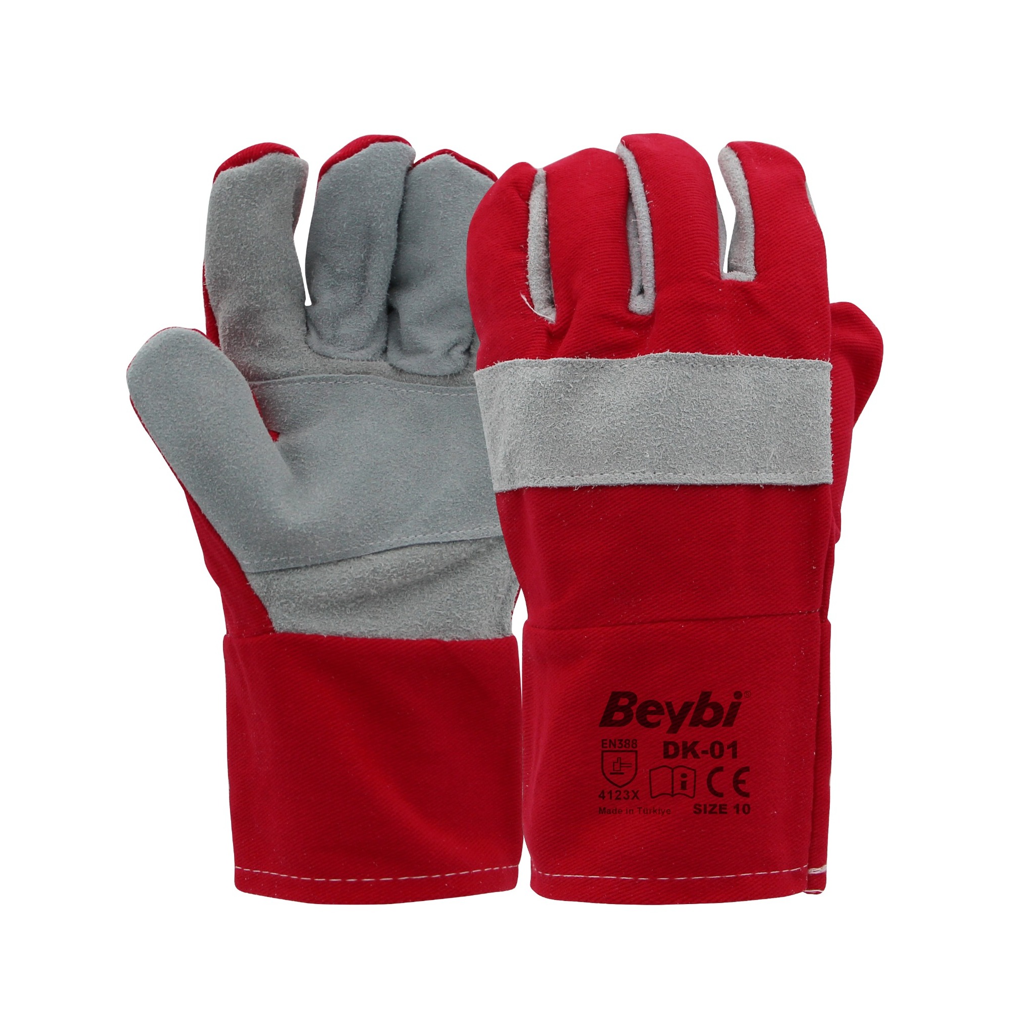 Beybi Dk-01 Koton Montaj Eldiveni Kırmızı - 48'li Paket