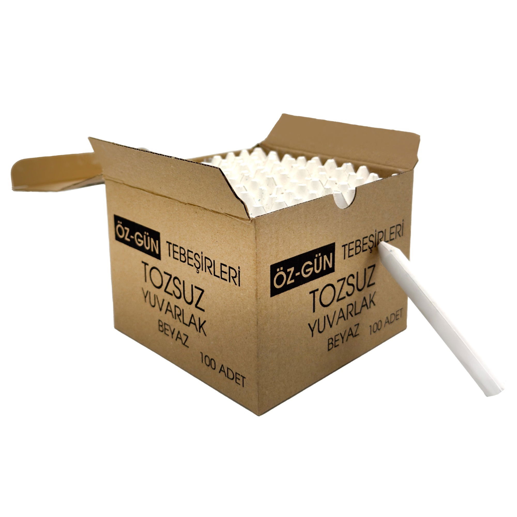 Tozsuz Beyaz Yuvarlak Tebeşir (100 Lü) - 5'li Paket